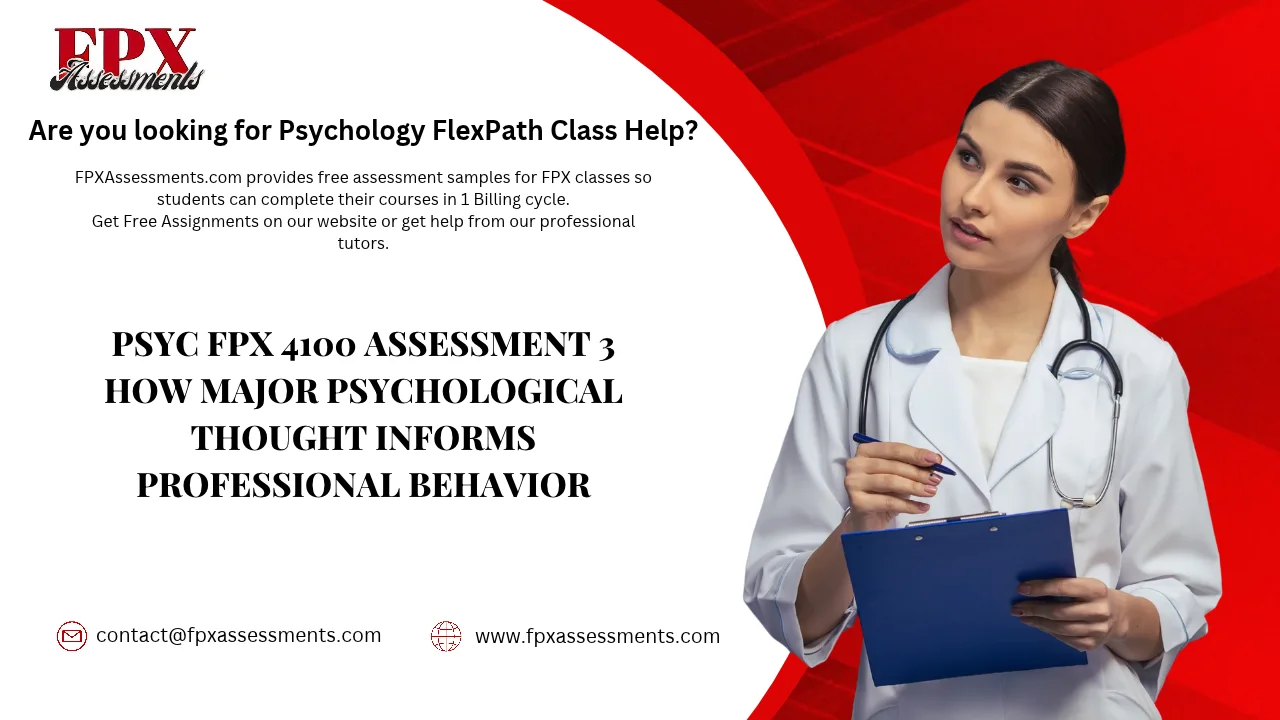 PSYC FPX 4100 Assessment 3 How Major Psychological Thought Informs Professional Behavior